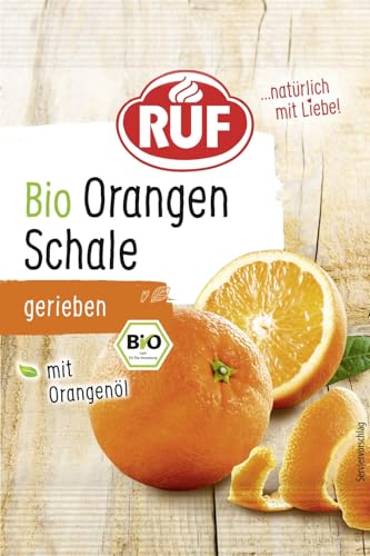 RUF Bio Orangen Schale, gefriergetrocknete Orangenschale mit Orangenöl, Alternative zum frischen Orangen-Abrieb, zum Aromatisieren von Gebäck und Desserts