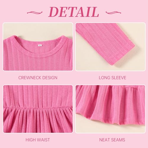 Image of Toddler Baby Girl Long Sleeve Dress Girls Knit Sweater Dresses Tiered Kids Swing Holiday Clothes Fall Winter