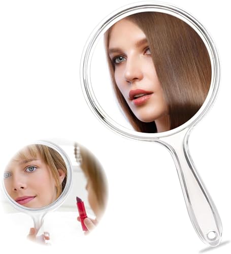 Espejo de Mano,Espejo de Mano Grande con Mango,Espejo de Mano de Maquillaje Profesional,Espejo de Maquillaje,Forma Redonda,salón de peluquería para el Maquillaje Diario