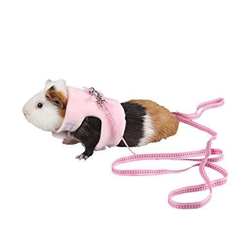 Mummumi® Small Animal Harnesses, Hamster Harness Leash Pet Traction Rope Chest Straps for Hamster Gerbil Rat Mouse Ferret Chinchilla Glider Squirrel (L-Chest 8.66-10.24inch, Pink)