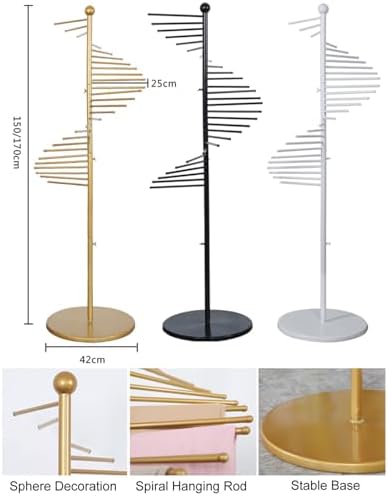 Mobile Storage Rack Freestanding Display Rack Tool Pegboard Garage,Freestanding Metal Scarf Holder Display Stand - Spiral Design Accessory Orga for Shawls, Hijabs & Belts - Space-Saving Rack image 3