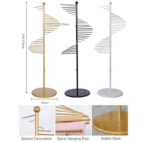 Soporte de exhibición en espiral independiente para bufanda, cinturón, chal, organizador de hiyab, ahorro de espacio para tienda y uso doméstico