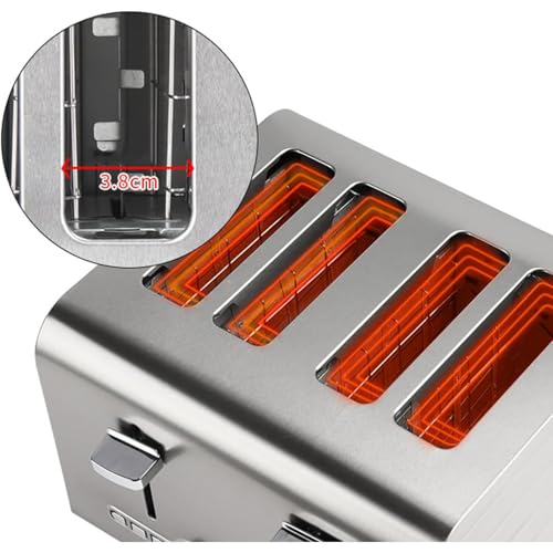 GXLDIANPU 2/4/6 Slice Slice Fully Automatic Toaster, Commercial Stainless Steel Toaster, 7 Browning Options, Widthable Card Slot 3.8cm, Defrost/Reheat/Cancel Functions for Home, Store, Hotel - Image 5