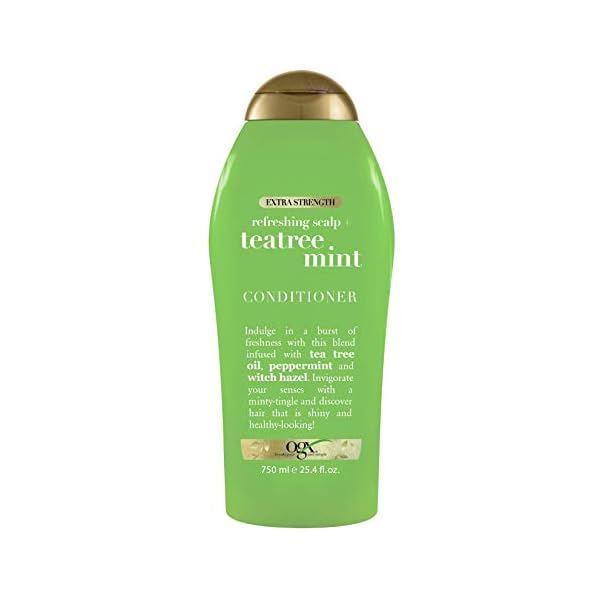 OGX-Extra-Strength-Refreshing-Scalp-Teatree-Mint-Conditioner-Invigorating-Conditioner-with-Tea-Tree-Peppermint-Oil-Witch-Hazel-Paraben-Free-Sulfate-Free-Surfactants-254-Fl-Oz OGX Extra Strength Refreshing Scalp + Teatree Mint Conditioner, Invigorating Conditioner with Tea Tree & Peppermint Oil & Witch Hazel, Paraben-Free, Sulfate-Free Surfactants, 25.4 Fl Oz