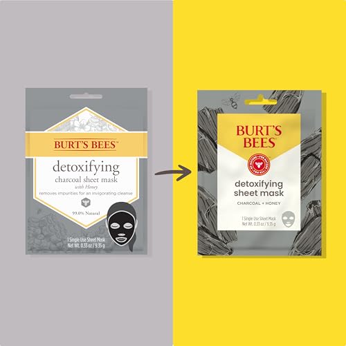 Burt's Bees Detoxifying Charcoal Facial Sheet Mask, Single Use Face Mask, 1 Count, Pack of 4 (Package May Vary) - Image 3