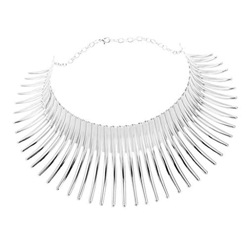 JISADER Collier Ras de Cou pour Femme Collier Plastron Chuncky Bijoux de Mode, Argent Cover