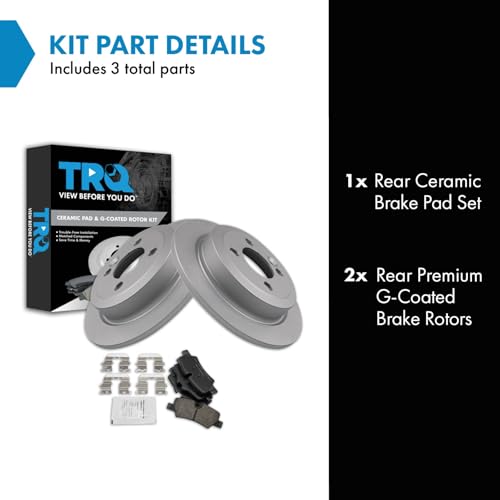 Image of TRQ Rear Brake Pad and Rotor Set Ceramic Coated Rotors Compatible with 2014-2015 Mini Cooper