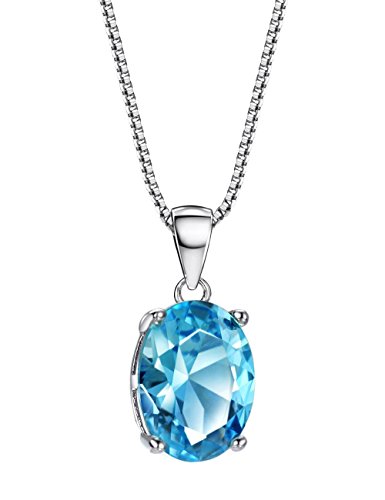 Collier avec pendentif topaze en argent sterling 925 2,6 carats pour femme, solitaire, coupe ovale,...