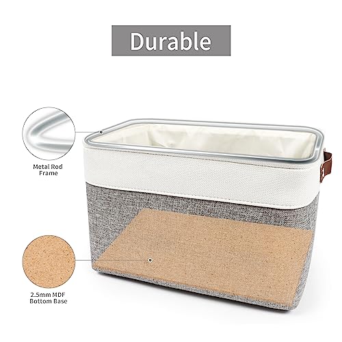 Bagnizer EVA-CM-GRAY Storage Bins Large Fabric Storage Baskets For Shelves 3 Pack, Decorative Linen Closet Baskets With Handles For Organizing, Shelf thumb #3
