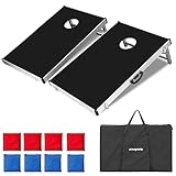 ZENY Portable 3' x 2' Cornhole Game Set, Superior Collapsible Aluminum Alloy Frame MDF Cornhole Board w/ 8 Bean Bags and Carrying Case for Tailgate Party Backyard BBQ Beach Game