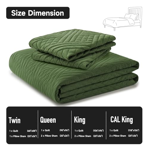 Lavsiry Conjunto de colcha queen verde oliva com estampa listrada, leve e macia para o verão de micr