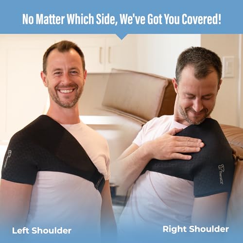 TheraICE Shoulder Ice Pack Wrap PRO Compression Sleeve for Rotator Cuff Relief & Frozen Injury Arm Pain Cold Therapy Recovery Brace After Surgery | FocusZone Technology Reusable Support | Men & Women