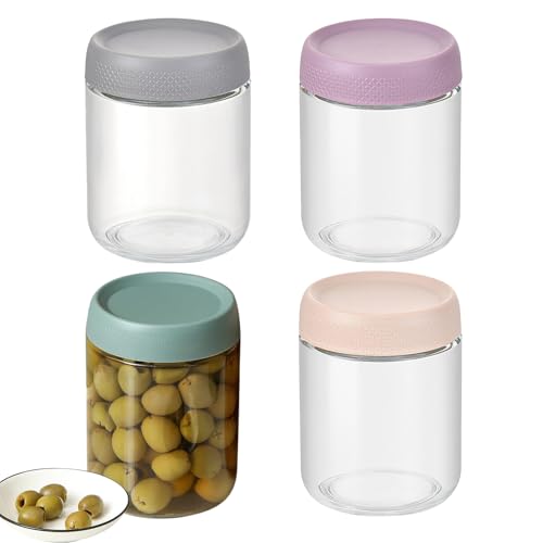 Kixolazr Tarros De Yogur De Vidrio Con Tapa,Juego De Envases Herméticos Con Ancha Para Alimentos | Caja Selladora Reutilizable Para Congelador: Preparación De Comidas, Yogur, Avena, Postres, Snacks,