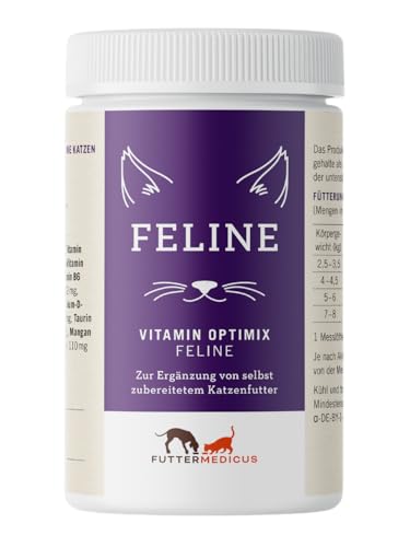 Futtermedicus Vitamin Optimix Feline | 150 g | Futterzusatz für Katzen | Für Kochrationen und Barf ohne Knochenfütterung