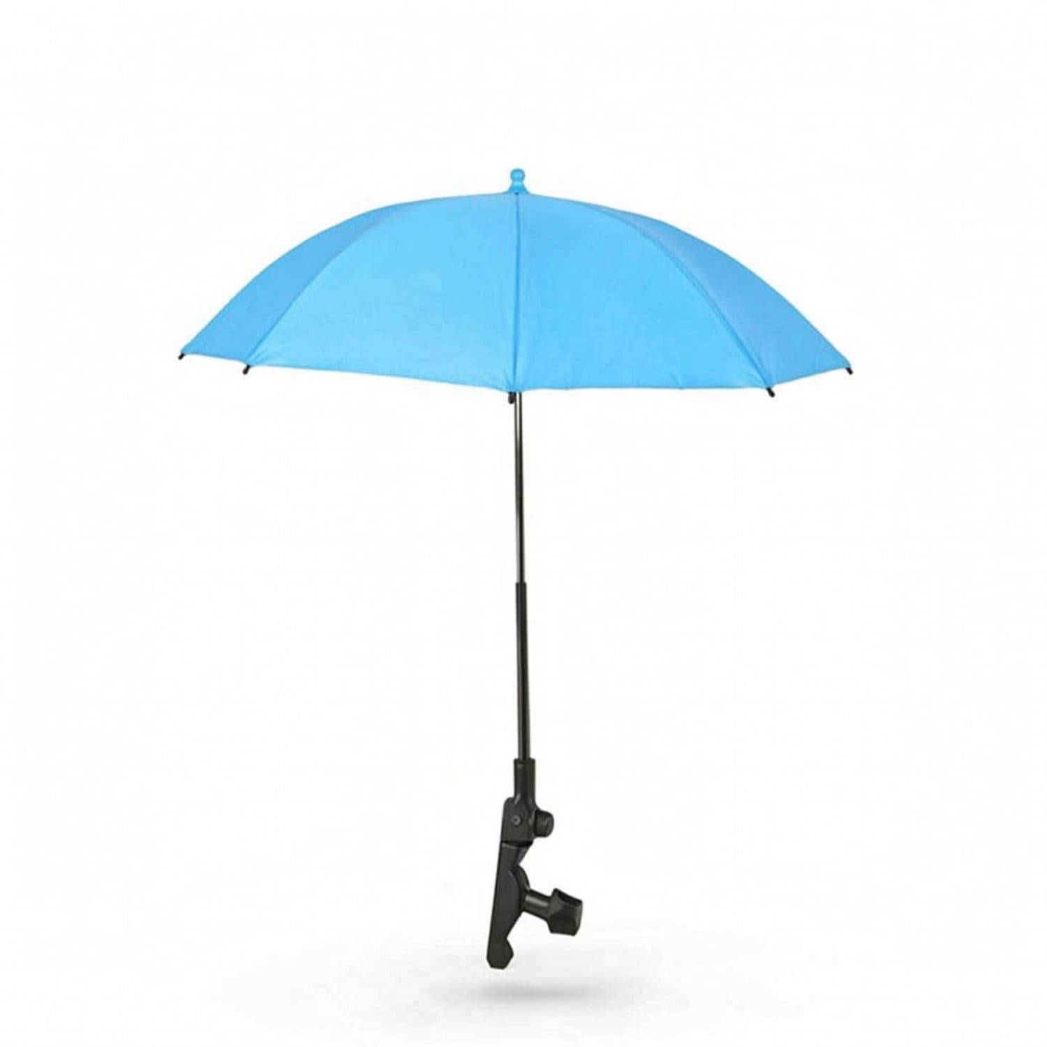 Sun Protection Attach-on Umbrella Hands-Hands-Free Umbrella with Clamp Portable Lightweight for Parents, Vloggers, Stroller, Camera Stand, Outdoor, Blue, Clip 50CM-image-13