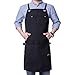 Life Flavor Heavy Duty Canvas Work Apron,Tool Pockets, Back Straps Adjustable（black）
