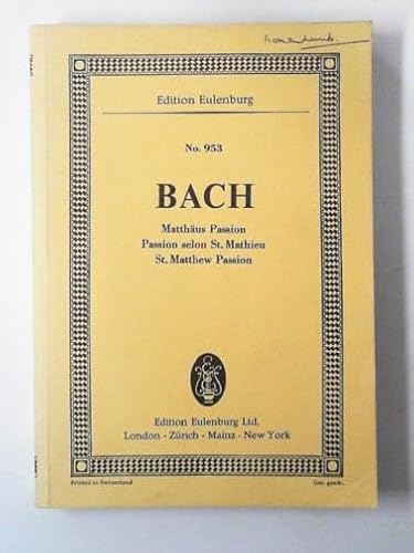 St. Matthew Passion B00A7JA8EM Book Cover