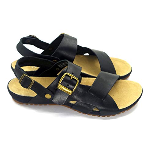 Harssidanzar Mens Leather Sandals Adjustable Ankle Strap sandals GM2052