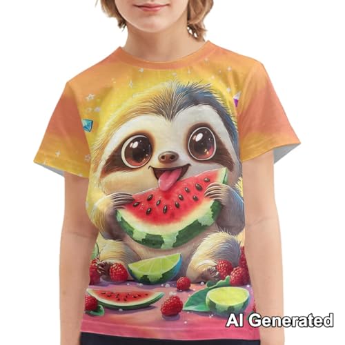 Image of Xhuibop Kids Tshirts Girls Boys 3-16 Years Summer Clothes for Teens Loose Fitting Tops