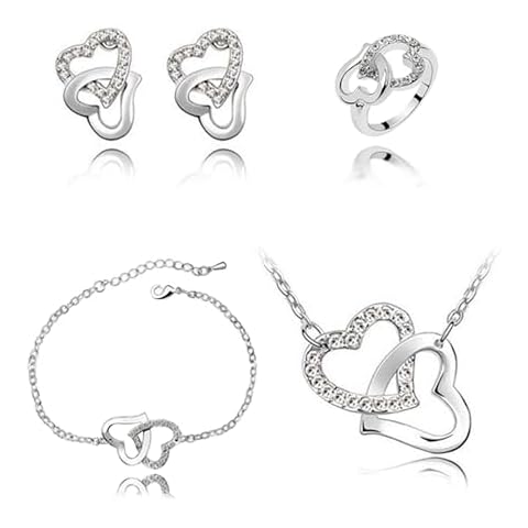 Gkaopi 925 Sterling Silver Heart Jewellery Set Cover