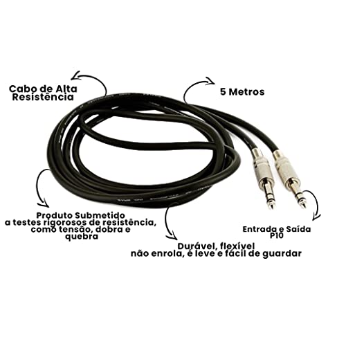 Cabo de Audio Mono P10 5 Metros Lelong LE-5500 5M Lelong
