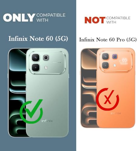 Image of Jkobi Hybrid Back Cover Case for Infinix Note 60 5G (Shockproof with Polycarbonate Clear Panel | Professional Black)
