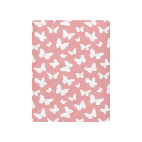 Image of Crib Sheet Breathable Soft Crib Mattress Sheet for Baby Toddler Boys Girls Fitted Pack n Play Crib Sheet Fit Standard Crib Mattress 39 x 27 Inch Pink Butterfly Silhouettes