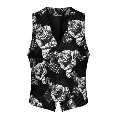 Baseball Catcher USA Flag Men's Suit Vests Business Formal Dress Vest V-Neck Waistcoat for Wedding Casual4