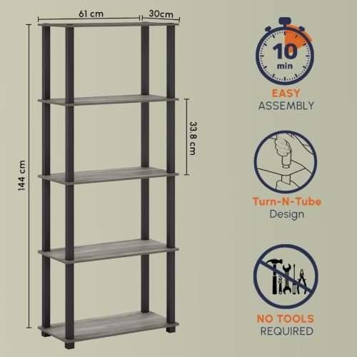 Image of JD FRESH 5-Tier Wooden Open Shelf Rack /Table Corner Display Rack /Storage Shelf Stand /Multipurpose Shelf for Living Room, Bedroom, Home Office Display (Cambridge, Walnut)