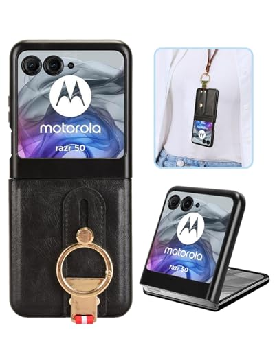 Motorola Razr 50 / 50S / 50d M-51E �p �P�[�X YAJOJO ���ƃL�b�N�X�^���h�@�\ ���|�� �X�g���b�v�t�� �ϏՌ� �����Y�ی� ���烌�U�[�[ + TPU�P�[�X �v�̎��� ��ʃ����Y�ی� �����h�~ �g�уJ�o�[ �w��h�~ 