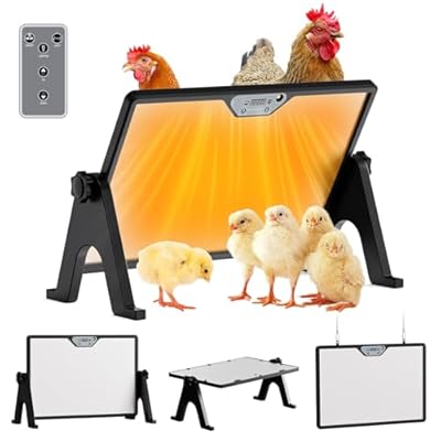 Brooder Plate for Chicks with Temp Control and Display,Dual-Sided Chicken Coop Heater with Remote,Timer Function & Cycle Work,Adjustable Angle,Safe Heater Plate for Ducks Quail Poultry Warm,13"x17"