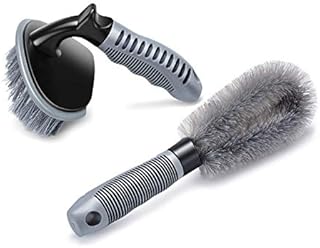 Aaskuu 2 Pcs Steel and Alloy Wheel Cleaning Brush, Rim Cleaner for Your Car, Motorcycle or Bicycle Tire Brush Washing Tool