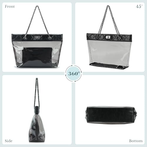 Bolso Tote Transparente con Correa Cadena 2 en 1 para Mujer miniatura 3