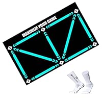 Football Footstep Training Mat with A Pair of Socks 60 x 90 cm Soccer Training Mat for Kids 4-15 Ages to Improve Speed and Coordination Sport Mat-Silent Shock Absorption Footstep Training Mat Non-slip