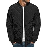 Giacche autunnali da uomo, bomber trapuntato, leggero, imbottito, cappotto college, nero diamante, taglia XL