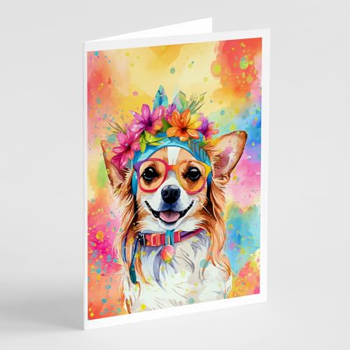 Caroline's Treasures DAC2488GCA7P Chihuahua Hippie Dawg Greeting Cards Pack of 8 Blank Cards with Envelopes Whimsical A7 Size 5x7 Blank Note Cards