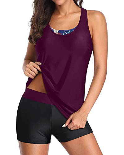 Image of Holipick 3 Piece Tankini Swimsuits for Women Tummy Control Bathing Suits Swim Tank Top with Bra Boy Shorts Teen Swimwear 2026