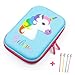 Pencil Case, iDelta 3D Cute EVA Unicorn Pen Pouch Stationery Box Anti-Shock Large Capacity Multi-Compartment for Girls School Students Teens Kids