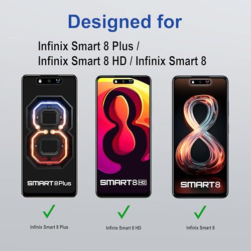 Image of ZAP CASE HD Plus Tempered Glass Screen Protector Compatible For Infinix Smart 8 Plus (Black) Edge To Edge Coverage With Easy Installation Kit
