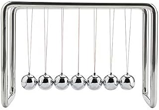CERROPI Newton Cradle Balance Balls, Newton Pendulum with 7 Balls, Classic Newton Swing Ball, Decorative Physics Gadget for Desk, Stainless Steel Frame, 40 Sec Swingtime