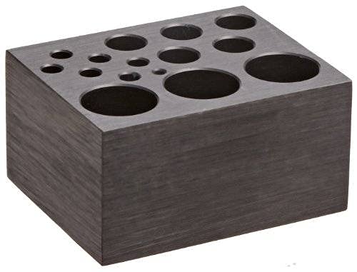 Research Products International Heating Block Module for Test Tubes, Combo Block Holds 3 x 25mm Tubes, 5 x 13mm Tubes and 6 x 6mm Tubes - RPI