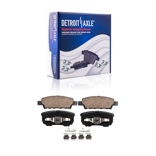 Image of Detroit Axle - Rear Brake Kit for Mitsubishi Lancer Outlander | Drilled & Slotted Disc Brake Rotors Ceramic Brake Pads Replacement 10.31 inch Rotor