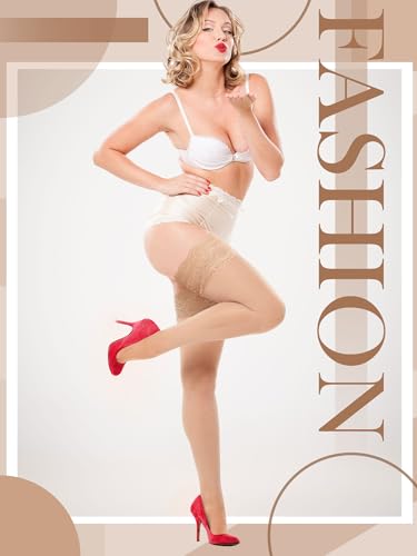 Image of Boao Women Thigh High Stockings Anti-skid Silicone Lace Stockings Silk Stocking Tights for Women and Girls Supplies