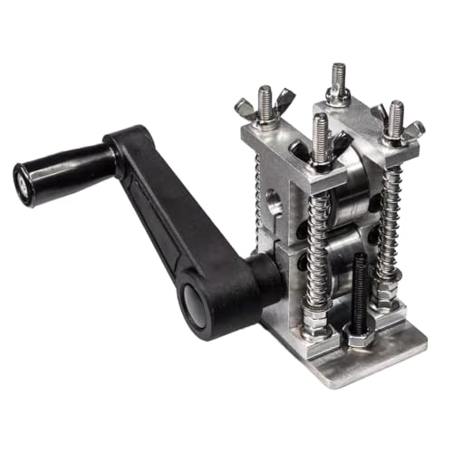 Máquina de rodillos manual para joyería con prensa de manivela y grosor ajustable