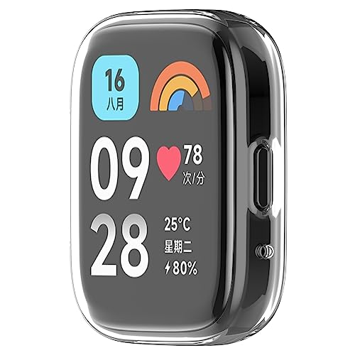 Fit for Redmi Watch 3 Case for Women Men, Colorful Silicone Protective Case Plated Bumper Sleeve Shell Frame Screen Protector Accessories Cover for Redmi watch 3 Lite/Redmi Watch 3 Active (White)