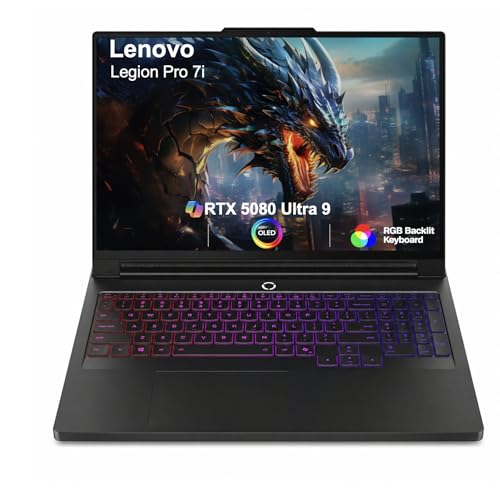 Image of Lenovo Legion Pro 7i AI Gaming Laptop 16.0 inch 240Hz OLED WQXGA Display (Intel Ultra 9-275HX, GeForce RTX 5080 16GB, 64GB DDR5, 4TB PCIe SSD, RGB KB, Win 11 Home) w /Dockztorm Wireless Mouse