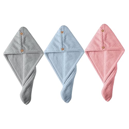 PACKOVE 3 Piezas Turbante Cabello Envoltura de Pelo de Seda para Dormir húmedo Hair Band Hair Ties toalhas Toallas de Pelo para Mujer Anti frizz Toalla de Pelo con botón vellón de Coral