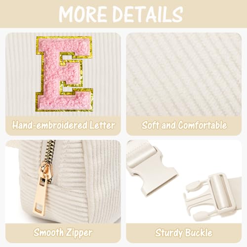 Image of Gitus Gifts for Teen Girls 10-12 12-14 14-16 16-18 Birthday Gifts for Girls Women Sister Teacher Initial Belt Bag Fanny Pack Crossbody Bags for Teen Girl Gifts Trendy Stuff Travel Essentials (Ivory-E)