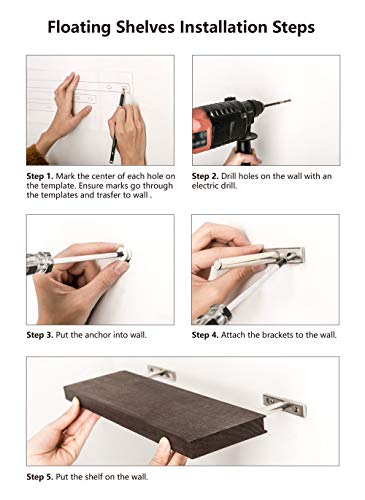 Mkono Floating Shelves Rustic Wood Wall Shelf Set Of 3 Modern Wall Mounted Shelves With Invisible Brackets Display Trophy Photo Frames Plants Home Decor Living Room Bedroom Bathroom, Dark Brown #TOP7