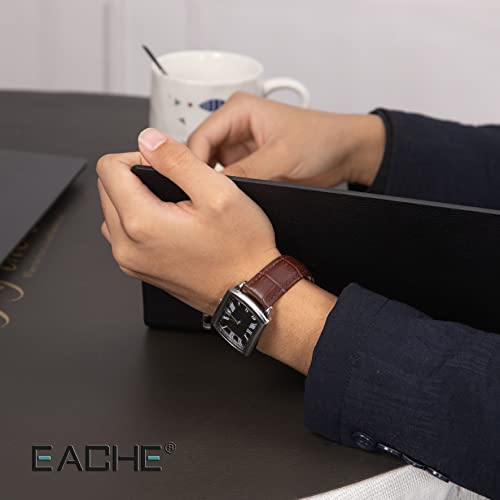 Eache 18Mm Croco Brown Leather Watch Bands, Classical Genuine Leather Watch Strap For Men Women Dark Brown With Gold Buckle #TOP3